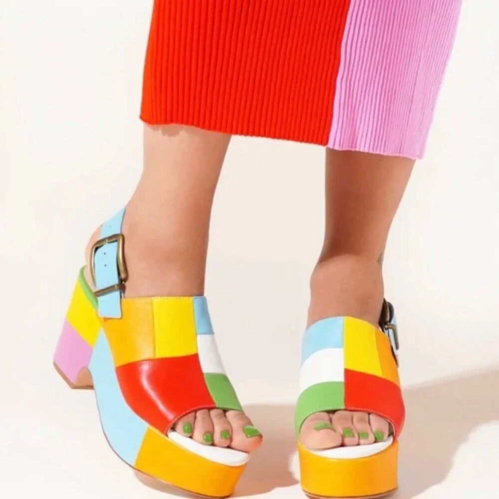 Charlotte Stone x Aelfie Elena in Size 7 Rainbow Platform Sandal Open Toe